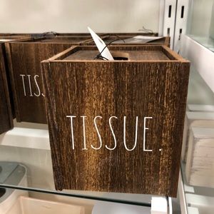 Rae Dunn tissue box wood new